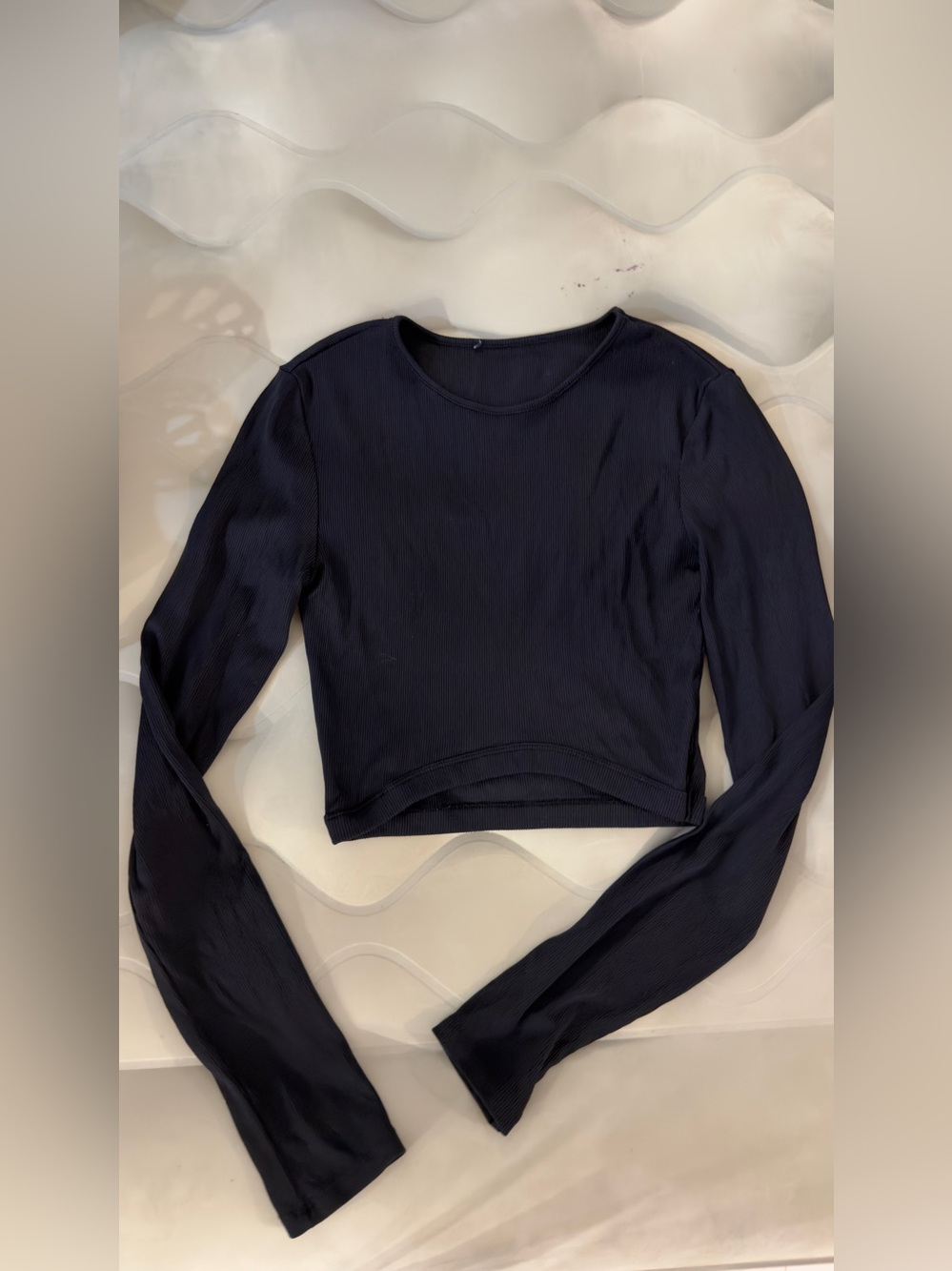 Zara Black Long-Sleeve Ribbed Crop Top